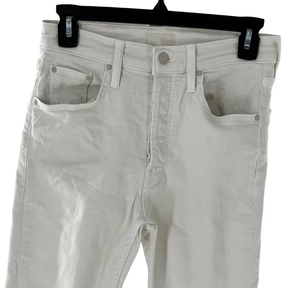 Mother White Cream Puffs Tomcat Ankle Straight Leg Jeans